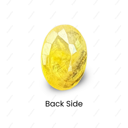 Natural Yellow Sapphire (Pukhraj) Gemstone – Oval Shape (4.70 Carat | 5.12 Ratti | 12.2 × 9.4 × 4.6 mm)