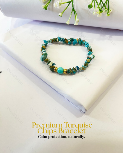 Premium Turquoise Chips Bracelet (Protection, Emotional Healing & Truth Communication)