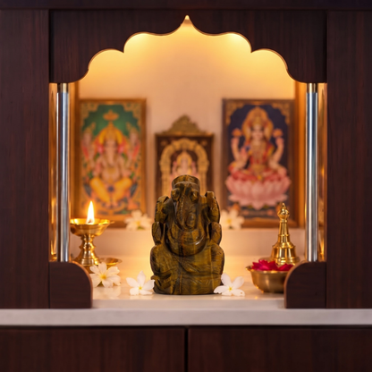 Natural Tiger’s Eye Ganesh Idol (87 Gram | LBH: 6.5 × 2.7 × 3.2 cm)
