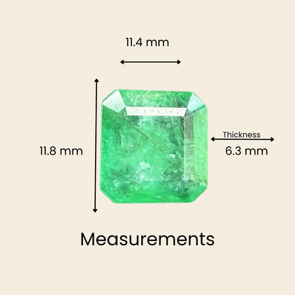 Natural Emerald (Panna) Gemstone – Square Shape (7.25 Carat | 7.90 Ratti | 11.8 × 11.4 × 6.3 mm)