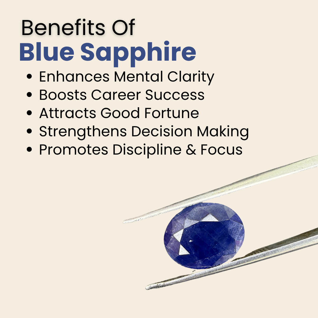 Natural Blue Sapphire (Neelam) Gemstone – Oval Shape (6.15 Carat | 6.70 Ratti | 12.0 × 9.1 × 5.3 mm)