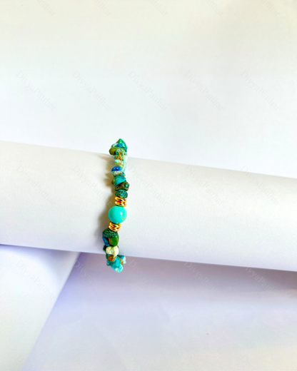 Premium Turquoise Chips Bracelet (Protection, Emotional Healing & Truth Communication)