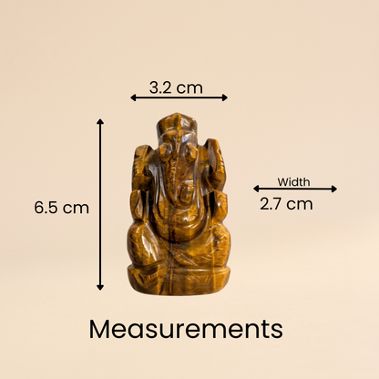 Natural Tiger’s Eye Ganesh Idol (87 Gram | LBH: 6.5 × 2.7 × 3.2 cm)