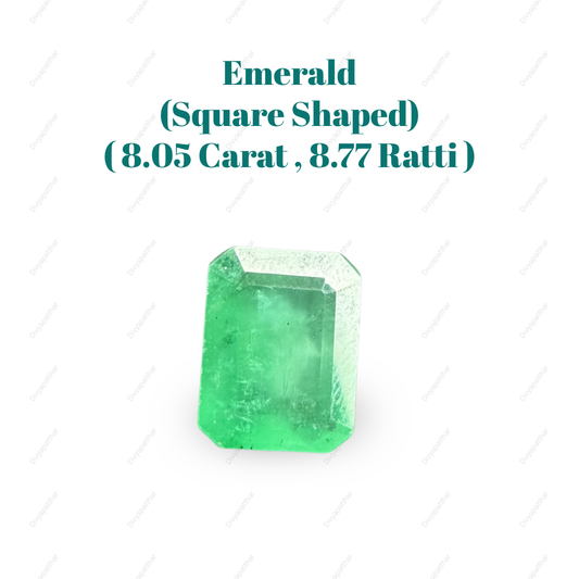 Natural Emerald (Panna) Gemstone – Square Shape (8.05 Carat | 8.77 Ratti | 14.1 × 11.0 × 6.6 mm)