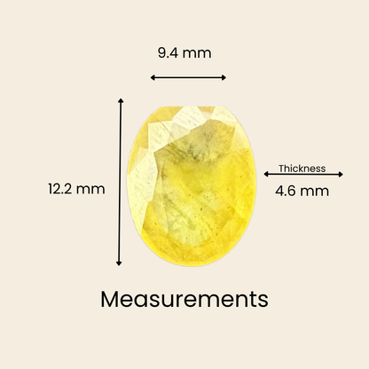 Natural Yellow Sapphire (Pukhraj) Gemstone – Oval Shape (4.70 Carat | 5.12 Ratti | 12.2 × 9.4 × 4.6 mm)