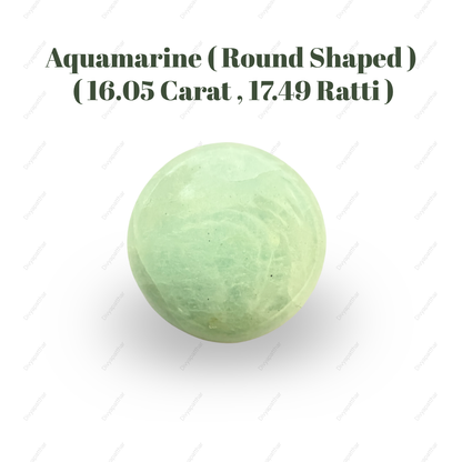 Natural Aquamarine Gemstone – Round Shape (16.05 Carat | 17.49 Ratti)
