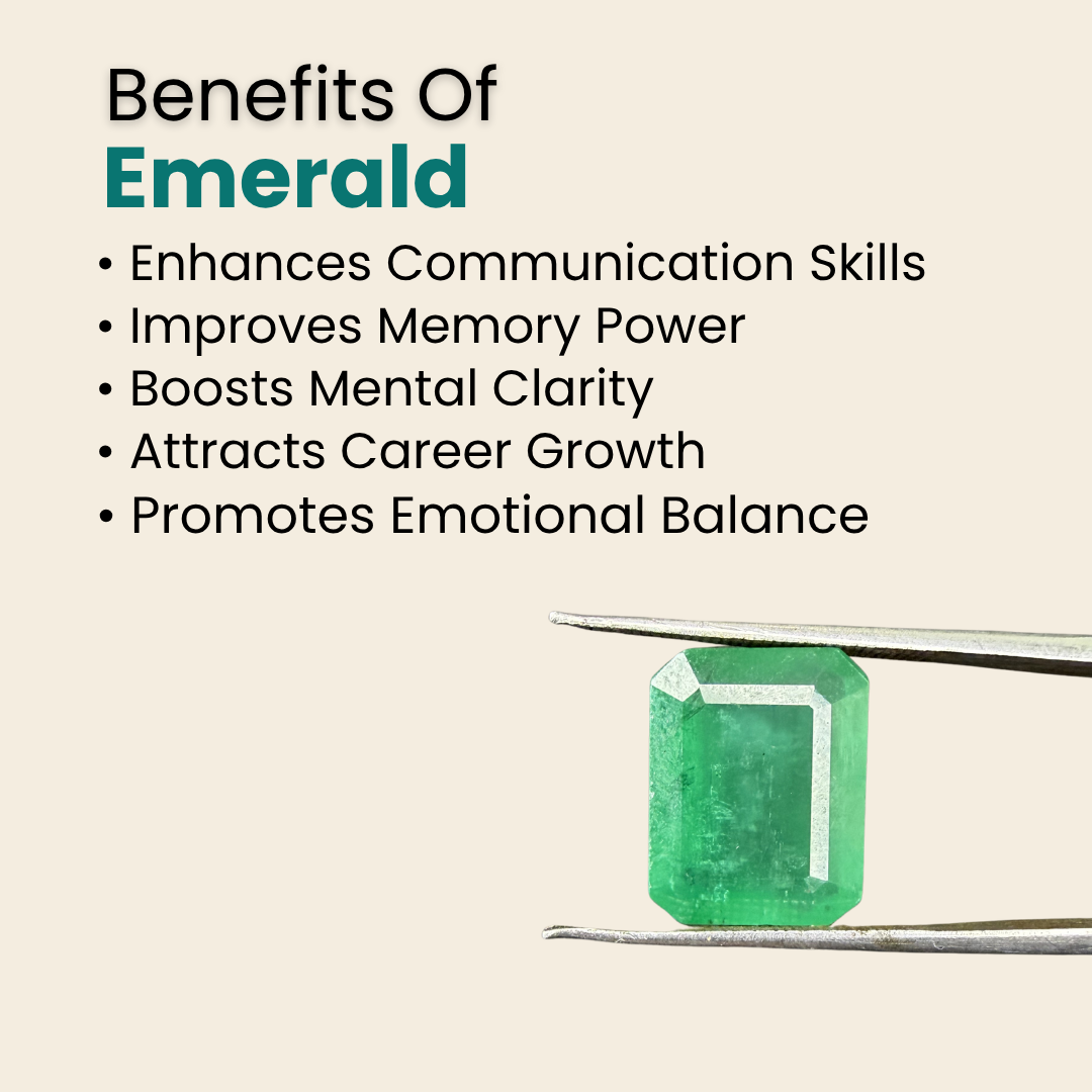 Natural Emerald (Panna) Gemstone – Square Shape (8.05 Carat | 8.77 Ratti | 14.1 × 11.0 × 6.6 mm)