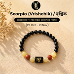 Scorpio (वृश्चिक राशि) Zodiac Black Onyx, Red Jasper & Calcite Bracelet