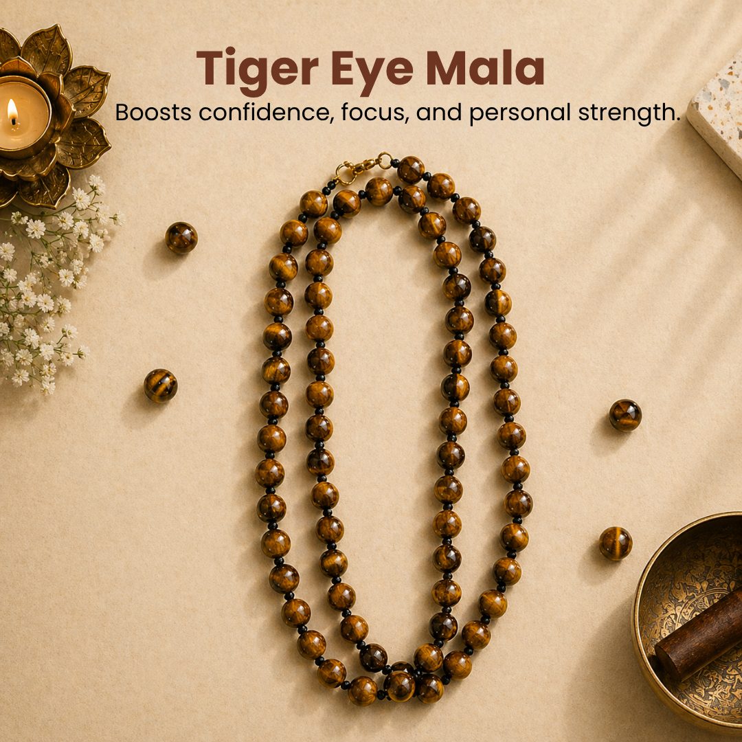 Tiger Eye Mala – Confidence, Protection & Success