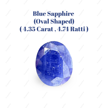 Natural Blue Sapphire (Neelam) Gemstone – Oval Shape (4.35 Carat | 4.74 Ratti | 10.9 × 8.5 × 4.8 mm)