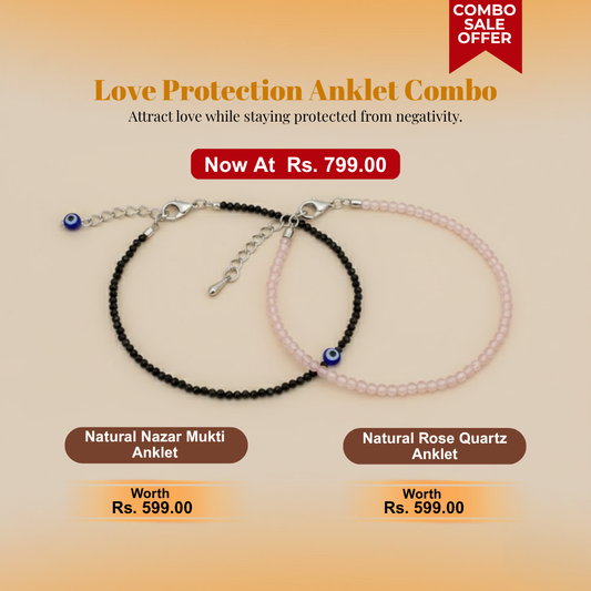 Love Protection Anklet Combo – ( Natural Nazar Mukti Anklet & Natural Rose Quartz Anklet)
