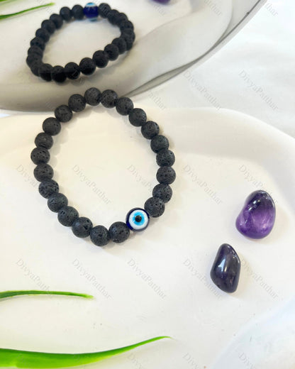 Evil Eye Lava  Bracelet