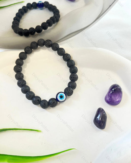 Evil Eye Lava  Bracelet