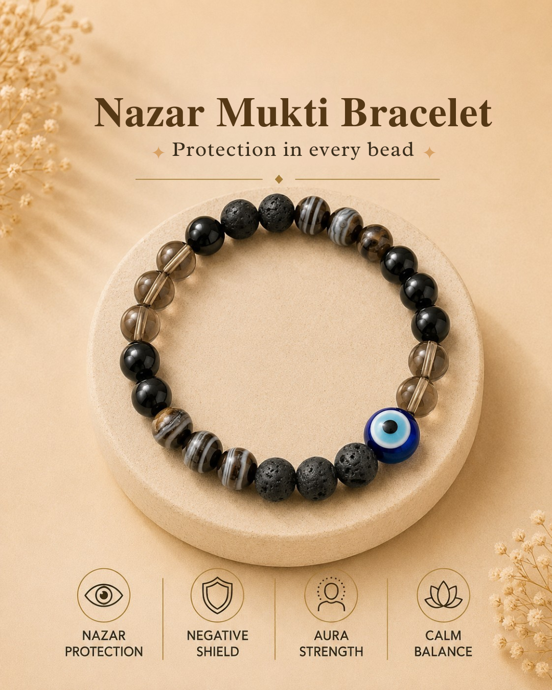 Natural Nazar Mukti Bracelet (Anti-Evil Eye & Energy Protection)