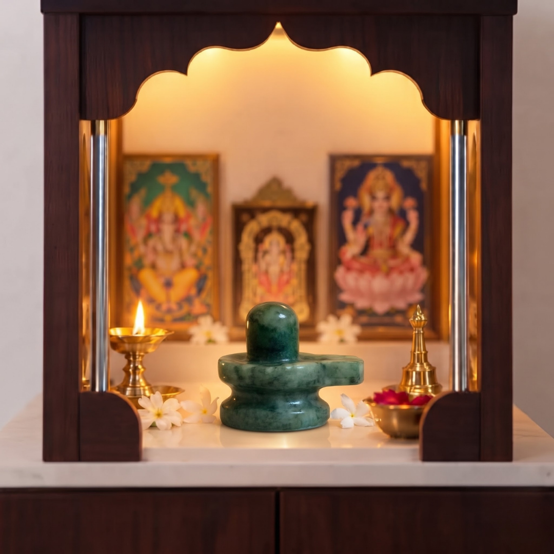 Natural Emerald (Panna) Shivling Idol (158 Carat | LBH: 3.2 × 2.6 × 4 cm)