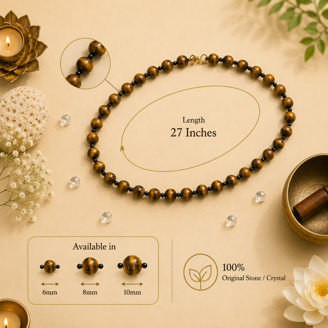 Tiger Eye Mala – Confidence, Protection & Success