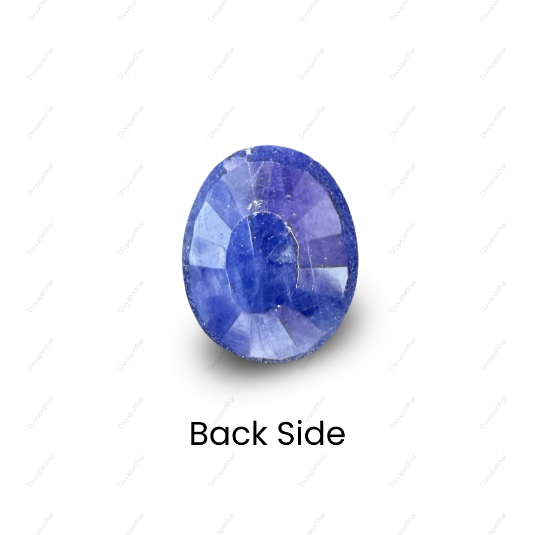 Natural Blue Sapphire (Neelam) Gemstone – Oval Shape (4.35 Carat | 4.74 Ratti | 10.9 × 8.5 × 4.8 mm)