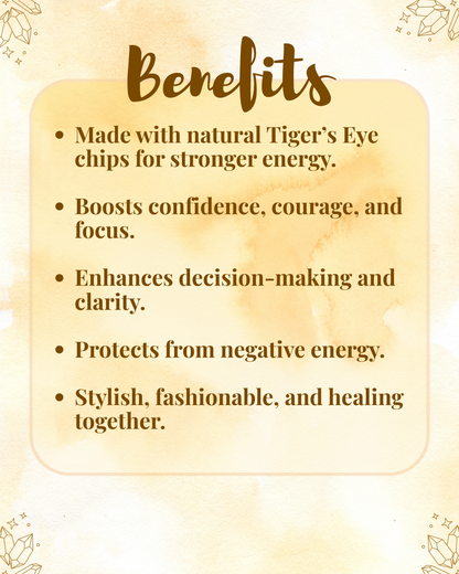 Premium Tiger Eye Chips Bracelet (Protection, Willpower & Confident Action)