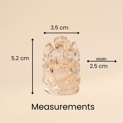 Natural Clear Quartz Ganesh Idol (73.5 Gram | LBH: 5.2 × 2.5 × 3.5 cm)
