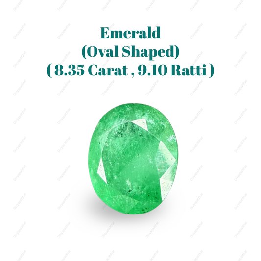 Natural Emerald (Panna) Gemstone – Oval Shape (8.35 Carat | 9.10 Ratti | 14.1 × 11.7 × 7.8 mm)