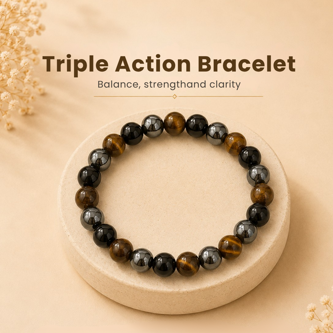 Natural Triple Action Bracelet (Protection, Power & Grounding)