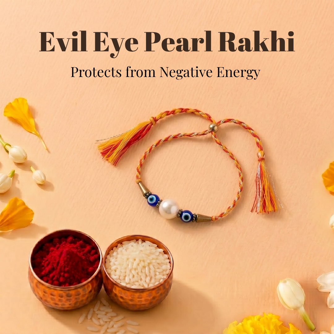 Evil Eye Pearl Rakhi – Protection, Positivity & Blessings