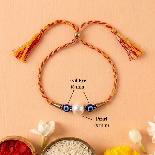 Evil Eye Pearl Rakhi – Protection, Positivity & Blessings