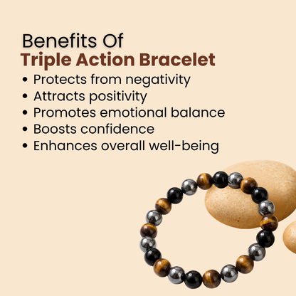 Natural Triple Action Bracelet (Protection, Power & Grounding)