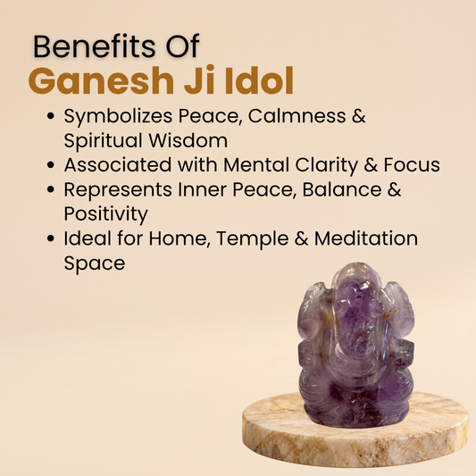 Natural Amethyst Ganesh Idol (92.25 Gram | LBH: 3.8 × 3 × 5.3 cm)