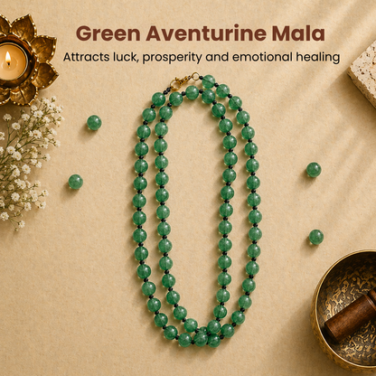 Green Aventurine Mala – Luck, Prosperity & Heart Healing