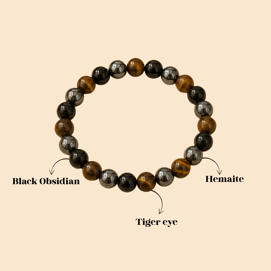 Natural Triple Action Bracelet (Protection, Power & Grounding)