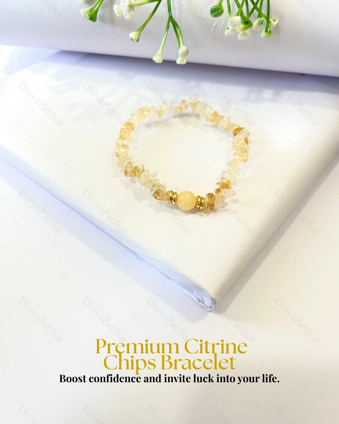 Premium Citrine Chips Bracelet (Success, Wealth & Positive Confidence)