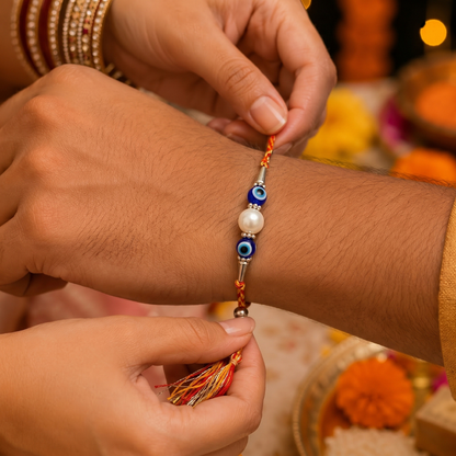 Evil Eye Pearl Rakhi – Protection, Positivity & Blessings