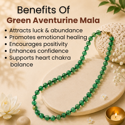 Green Aventurine Mala – Luck, Prosperity & Heart Healing