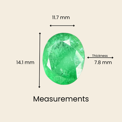 Natural Emerald (Panna) Gemstone – Oval Shape (8.35 Carat | 9.10 Ratti | 14.1 × 11.7 × 7.8 mm)