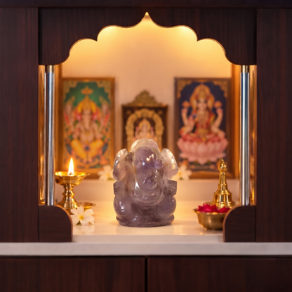 Natural Amethyst Ganesh Idol (92.25 Gram | LBH: 5.3 × 3 × 3.8 cm)