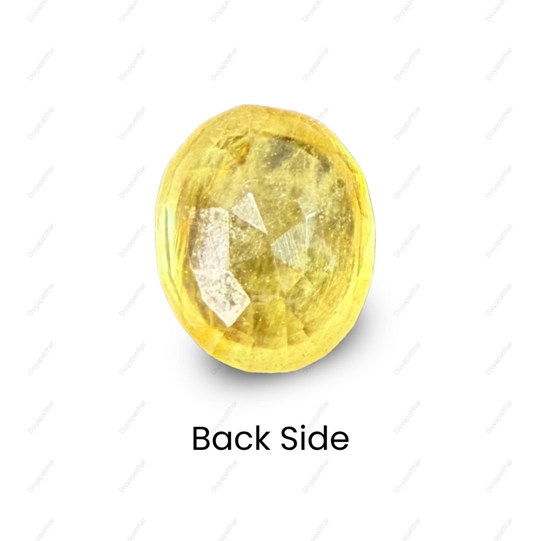 Natural Yellow Sapphire (Pukhraj) Gemstone – Oval Shape (4.05 Carat | 4.415 Ratti | 9.7 × 7.9 × 5.7 mm)