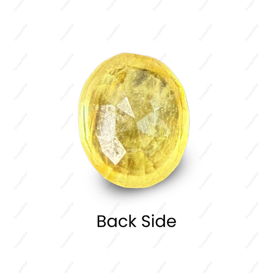 Natural Yellow Sapphire (Pukhraj) Gemstone – Oval Shape (4.05 Carat | 4.415 Ratti | 9.7 × 7.9 × 5.7 mm)