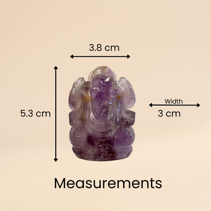 Natural Amethyst Ganesh Idol (92.25 Gram | LBH: 5.3 × 3 × 3.8 cm)
