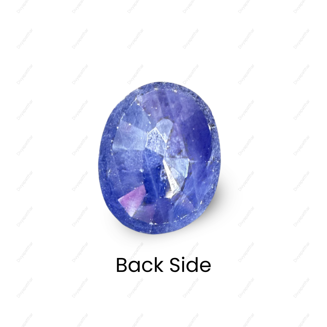 Natural Blue Sapphire (Neelam) Gemstone – Oval Shape (5.35 Carat | 5.83 Ratti | 11.0 × 8.3 × 5.9 mm)