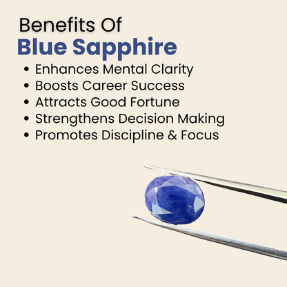 Natural Blue Sapphire (Neelam) Gemstone – Oval Shape (5.35 Carat | 5.83 Ratti | 11.0 × 8.3 × 5.9 mm)