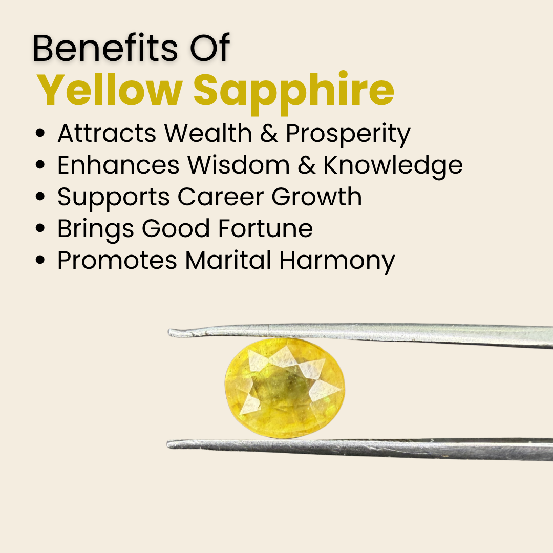 Natural Yellow Sapphire (Pukhraj) Gemstone – Oval Shape (4.05 Carat | 4.415 Ratti | 9.7 × 7.9 × 5.7 mm)