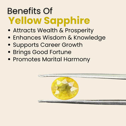 Natural Yellow Sapphire (Pukhraj) Gemstone – Oval Shape (4.05 Carat | 4.415 Ratti | 9.7 × 7.9 × 5.7 mm)