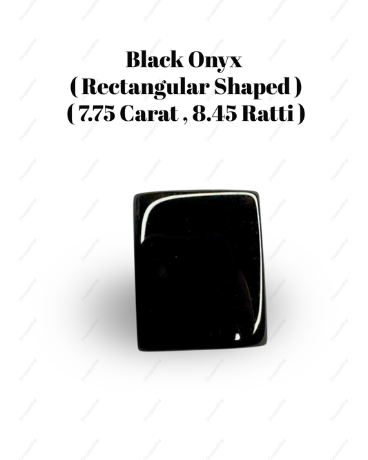 Natural Black Onyx Gemstone – Rectangle Shape (7.75 Carat | 8.45 Ratti)