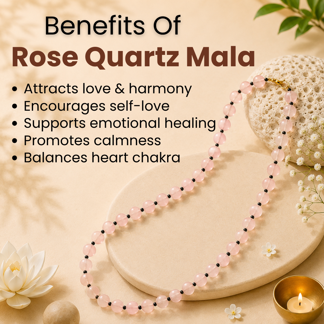 Rose Quartz Mala – Love, Emotional Healing & Inner Peace
