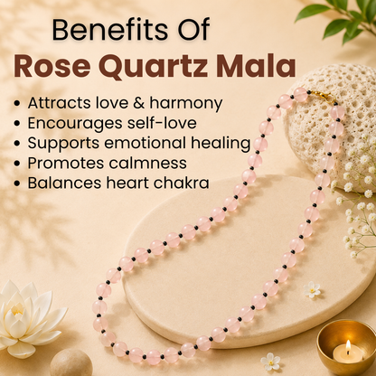 Rose Quartz Mala – Love, Emotional Healing & Inner Peace