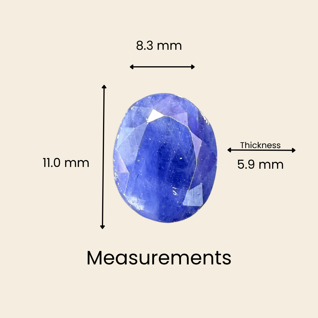 Natural Blue Sapphire (Neelam) Gemstone – Oval Shape (5.35 Carat | 5.83 Ratti | 11.0 × 8.3 × 5.9 mm)