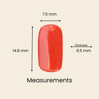Natural Red Coral (Moonga) Gemstone – Cabochon Shape (6.20 Carat | 6.76 Ratti | 14.8 × 7.5 × 6.5 mm)