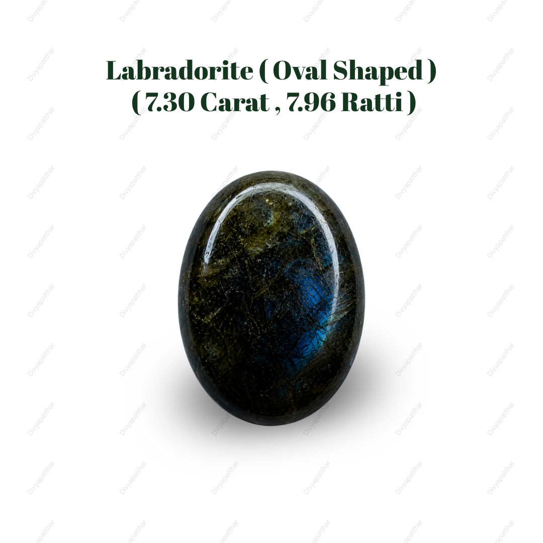 Natural Labradorite Gemstone – Oval Shape (7.30 Carat | 7.96 Ratti)