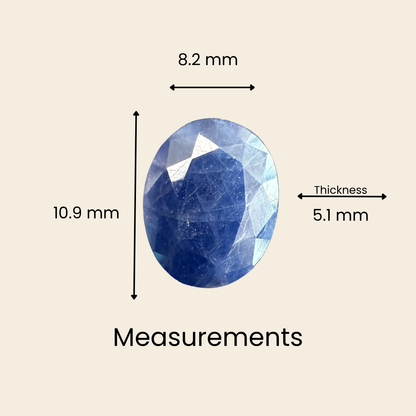 Natural Blue Sapphire (Neelam) Gemstone – Oval Shape (4.50 Carat | 4.90 Ratti | 10.9 × 8.2 × 5.1 mm)